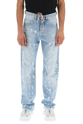 DISTRESSED LETTERING MOTIF JEANS